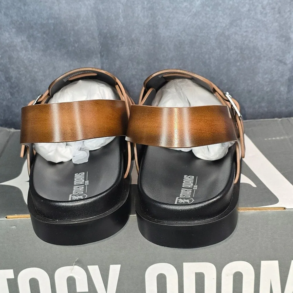 NWB Stacy Adams Montego Sandals Cognac Caged‎ Fisherman Mens 11